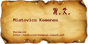 Miatovics Kemenes névjegykártya